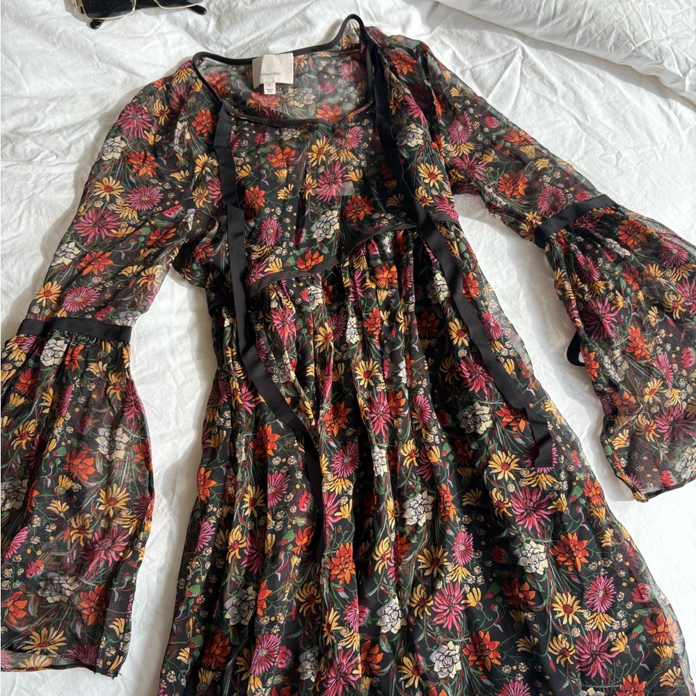 Cinq à Sept Floral Mini Dress - Black and Pink